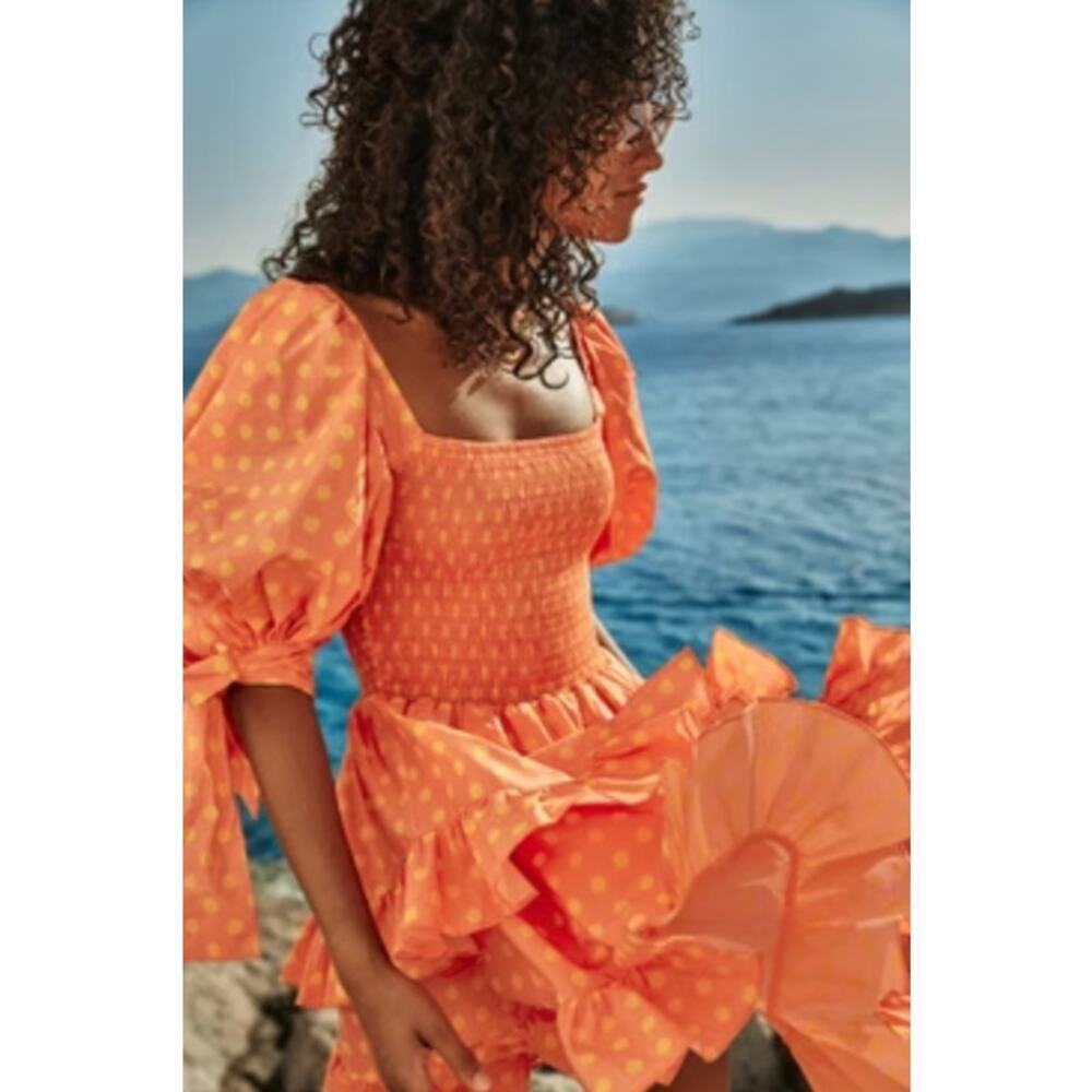 CAROLINE CONSTAS Orange Cotton Finley Dress